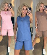 Льняной костюм с шортами женский EST-5646A400