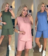 Льняной костюм с шортами женский EST-5646A400