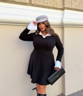 Платье с белым воротником и манжетами  MA-N2113A600