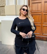 Черное платье трапеция  VL-1120A800