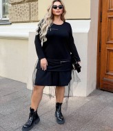 Черное платье трапеция  VL-1120A800