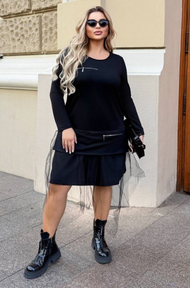 Черное платье трапеция  VL-1120A800