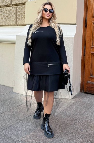 Черное платье трапеция  VL-1120A800