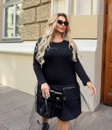 Черное платье трапеция  VL-1120A800