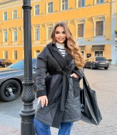 Стеганое пальто на запах  DOL-331A750