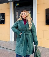 Стеганое пальто на запах  DOL-331A750