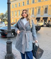 Стеганое пальто на запах  DOL-331A750