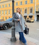 Стеганое пальто на запах  DOL-331A750