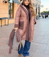 Стеганое пальто на запах  DOL-331A750