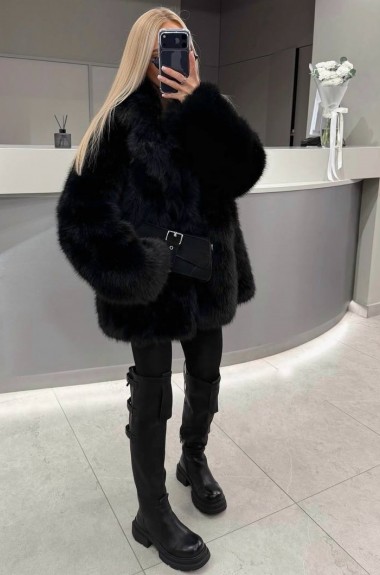 Эко шуба с поясом  ANN-615A2000 Эко шуба с поясом  ANN-615A2000