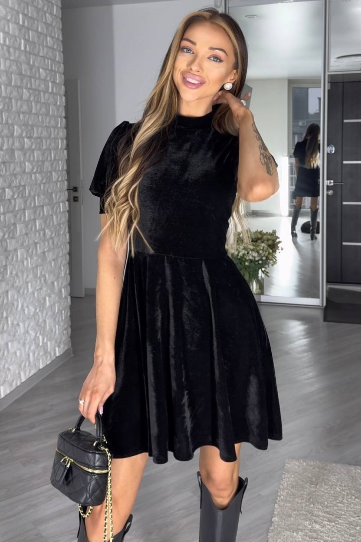 Черное бархатное платье  JAC-741A440