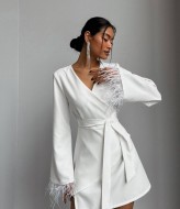 Сукня на запах з пірʼями MOK-644A720