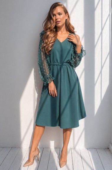 Платье с рукавами из сетки NJ-ODS-503A400