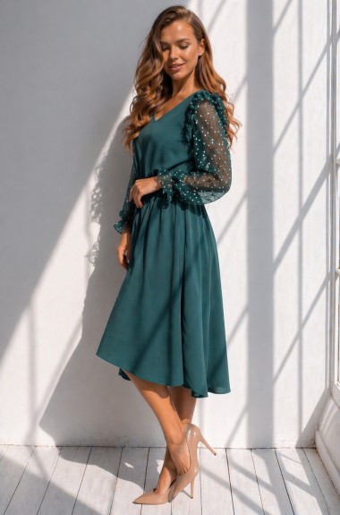 Платье с рукавами из сетки NJ-ODS-503A400