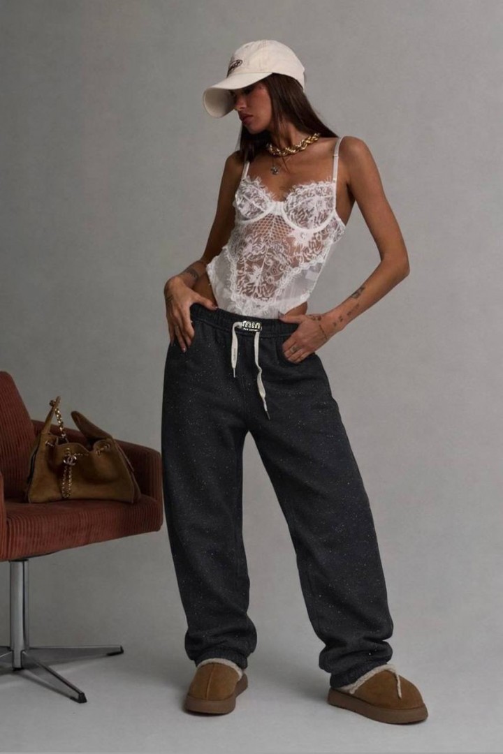 Утепленные брюки с напылением страз STC-4981A499