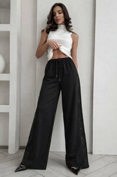 Брюки палаццо со стразами STC-301A349