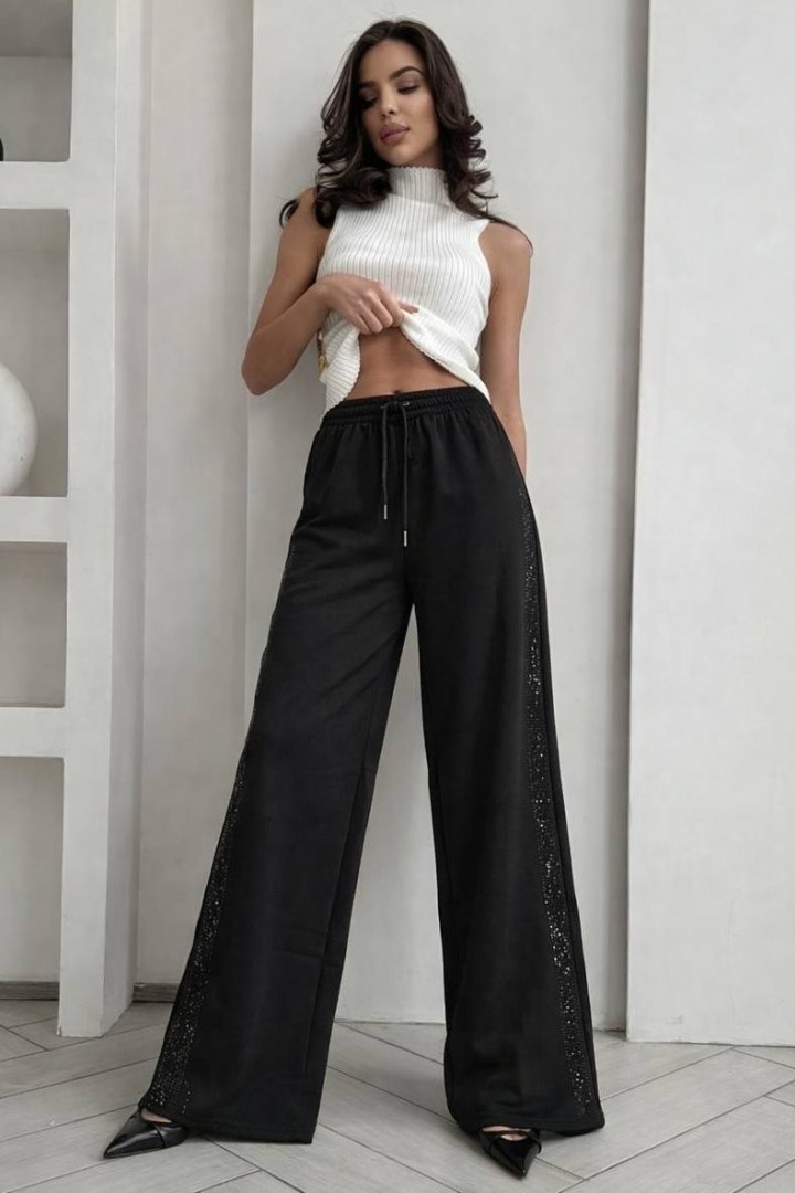 Брюки палаццо со стразами STC-301A349
