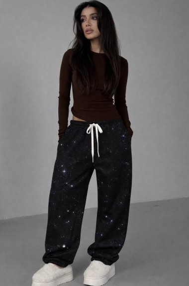 Утепленные брюки с напылением страз STC-4981A499