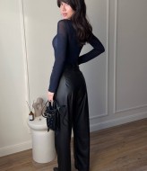 Кожаные брюки женские  MUS-147A480