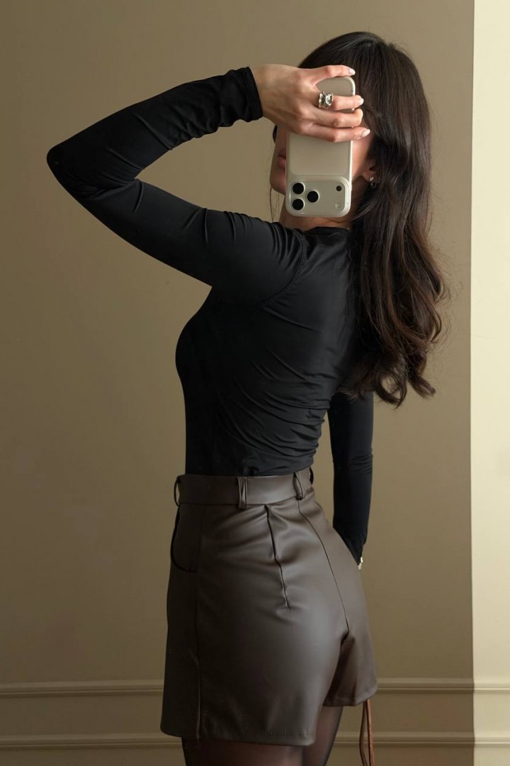 Кожаная юбка - шорты MUS-148A400