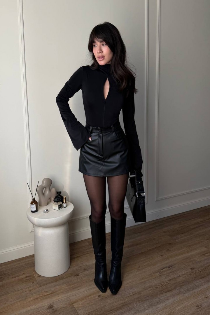 Кожаная юбка - шорты MUS-148A400