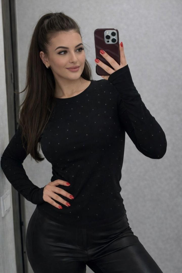 Лонгслив приталенного кроя со стразами MIK-4270A320