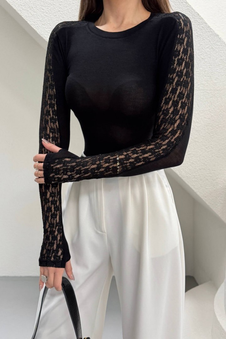 Лонгслив з мереживом WOW-0553A10