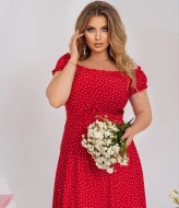 Платье в горошек с открытыми плечами YM-05658A11