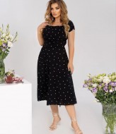 Платье в горошек с открытыми плечами YM-05658A11