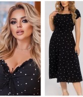 Платье в горошек с открытыми плечами YM-05658A11