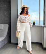 Широкие льняные брюки женские OZ-1114A450