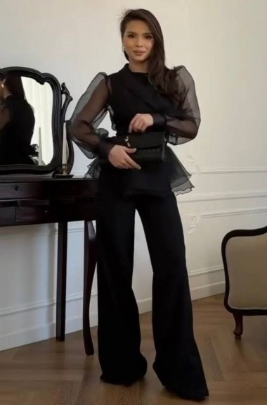 Костюм трійка штани палаццо, топ та блузка EST-5908A990 Костюм трійка штани палаццо, топ та блузка EST-5908A990