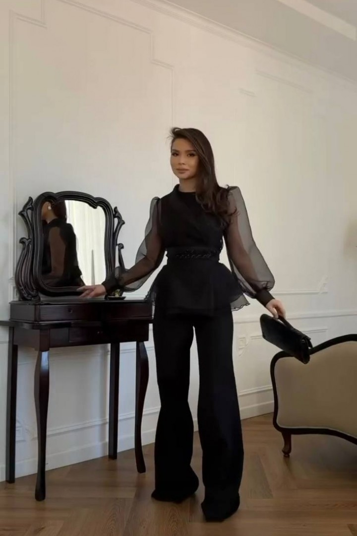 Костюм трійка штани палаццо, топ та блузка EST-5908A990