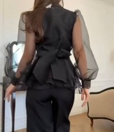 Костюм трійка штани палаццо, топ та блузка EST-5908A990