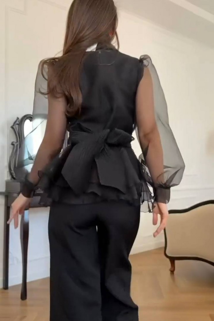 Костюм трійка штани палаццо, топ та блузка EST-5908A990