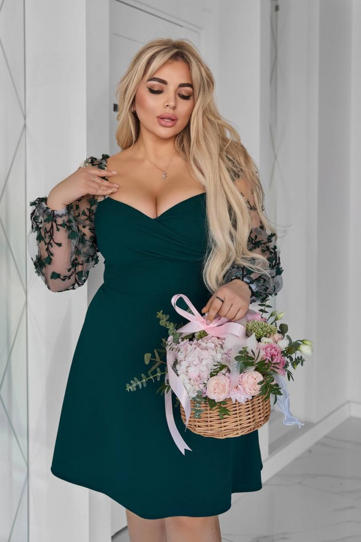 Платье с прозрачными рукавами EY-755A18B22