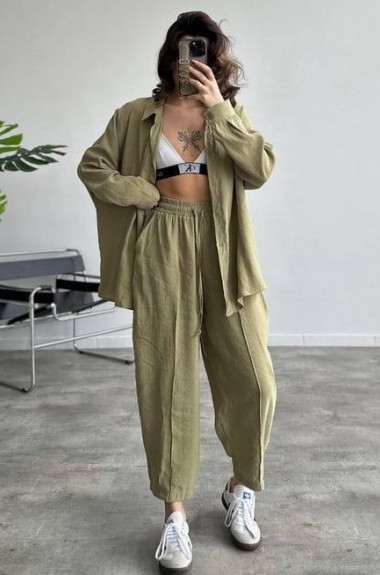 Костюм двойка удлиненная рубашка + брюки EVD-343A590