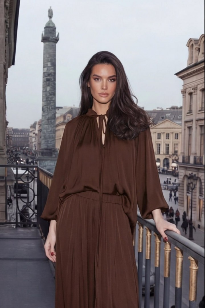 Костюм блуза с завязками и широкие брюки LUC-1211A599