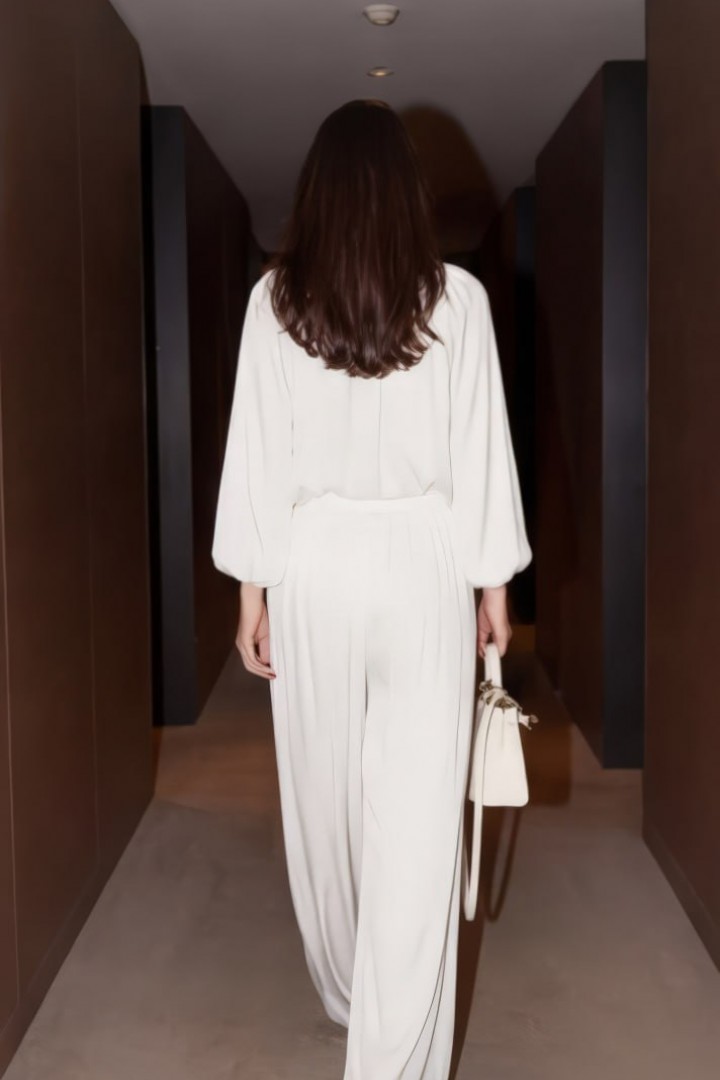 Костюм блуза с завязками и широкие брюки LUC-1211A599