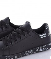 Черные кожаные кеды NJ-VIO-9-782A490