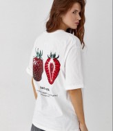 Белая футболка женская с принтом LIB-21A460