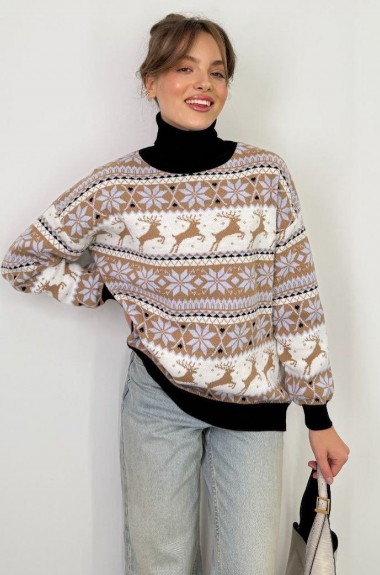 Свитер с оленями в стиле оверсайз IB-516A610