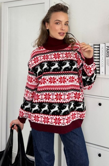 Свитер с оленями в стиле оверсайз IB-516A610