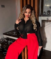 Стильная однотонная шифоновая рубашка INS-476A500