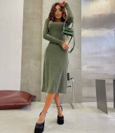 Трикотажное платье миди в рубчик IMMA-255A460