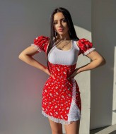 Платье комбинированное из двух тканей YLM-630A400