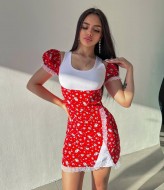 Платье комбинированное из двух тканей YLM-630A400