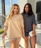 Костюм с велосипедками в рубчик AB-244A15