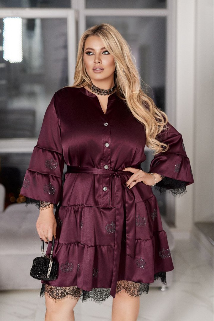 Платье с воланами и кружевом  VOJ-1048A950