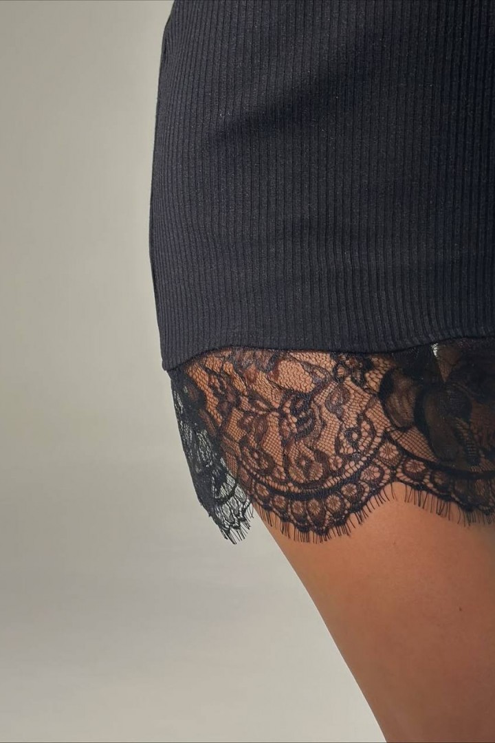 Черное мини платье с кружевом EST-5962A520 Черное мини платье с кружевом EST-5962A520